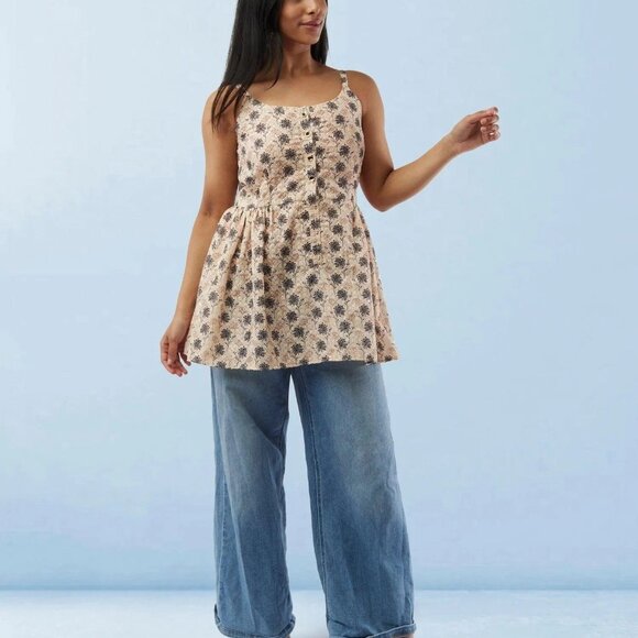 Cream Printed Short Top for Stylish Outfits | Muvvas Boutique - Picture 2 of 5